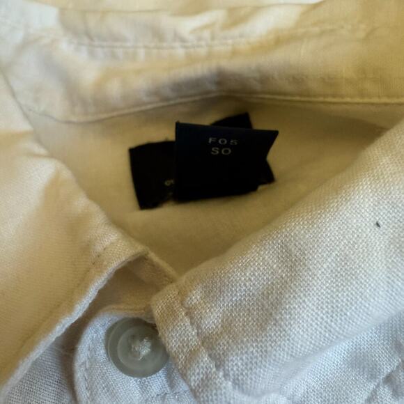 H&M Linen Button Shirt Mens XXL White Resortwear Tropical Resort Wedding Beach - Picture 5 of 10